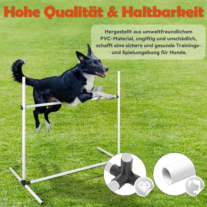 Agility Set Hunde Hürdenset Slalom Stangen Agility Ausrüstung für Hundetraining mit 4 x Hürden Höhen