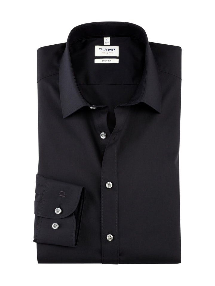 OLYMP Herren Oberhemd Langarm Level.Five.Body.fit,Twill,Body fit,Haifisch-Kragen S Schwarz 68, S Sch