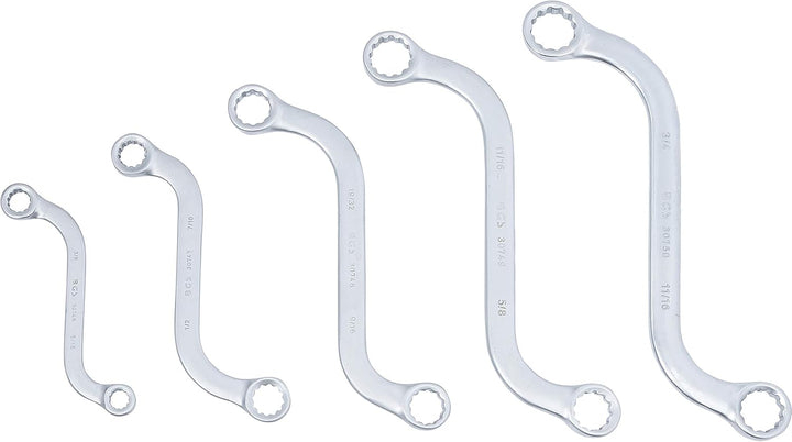 BGS 32150 | S-Form Doppel-Ringschlüssel-Satz | Zollgrössen | SW 3/8" - 3/4" | 5-tlg., Zollgrössen |