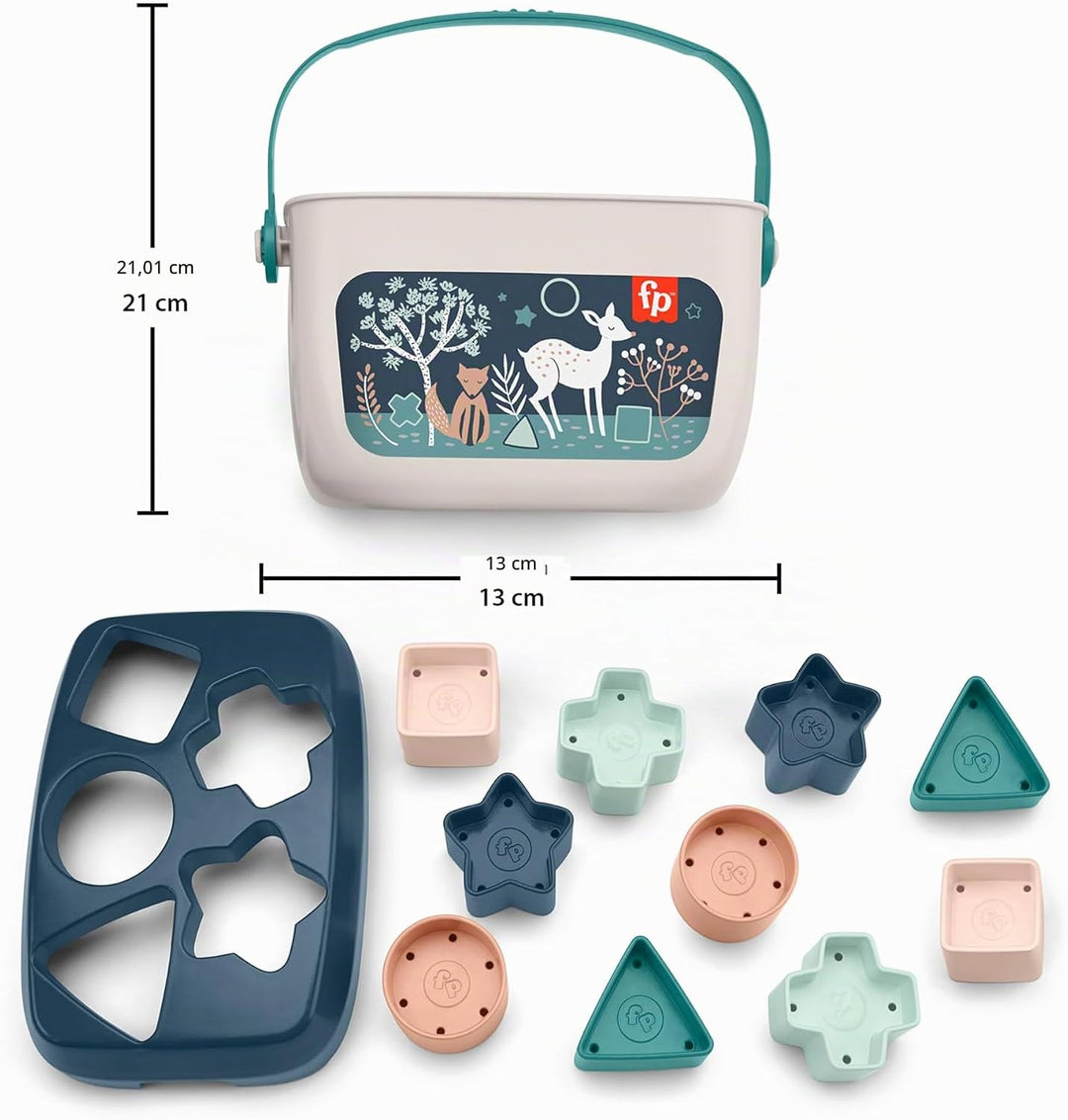 Fisher-Price - Babys erste Bausteine – Marineblaues Kitz, Set mit 10 Bausteinen zum Stapeln und Sort