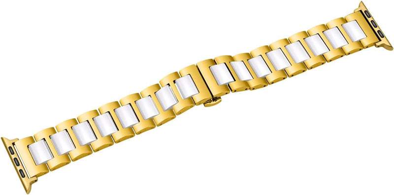 YISIWERA Keramik Armband Kompatibel für Apple Watch Armband 49mm 45mm 44mm 42mm 38mm 40mm 41mm, Gold