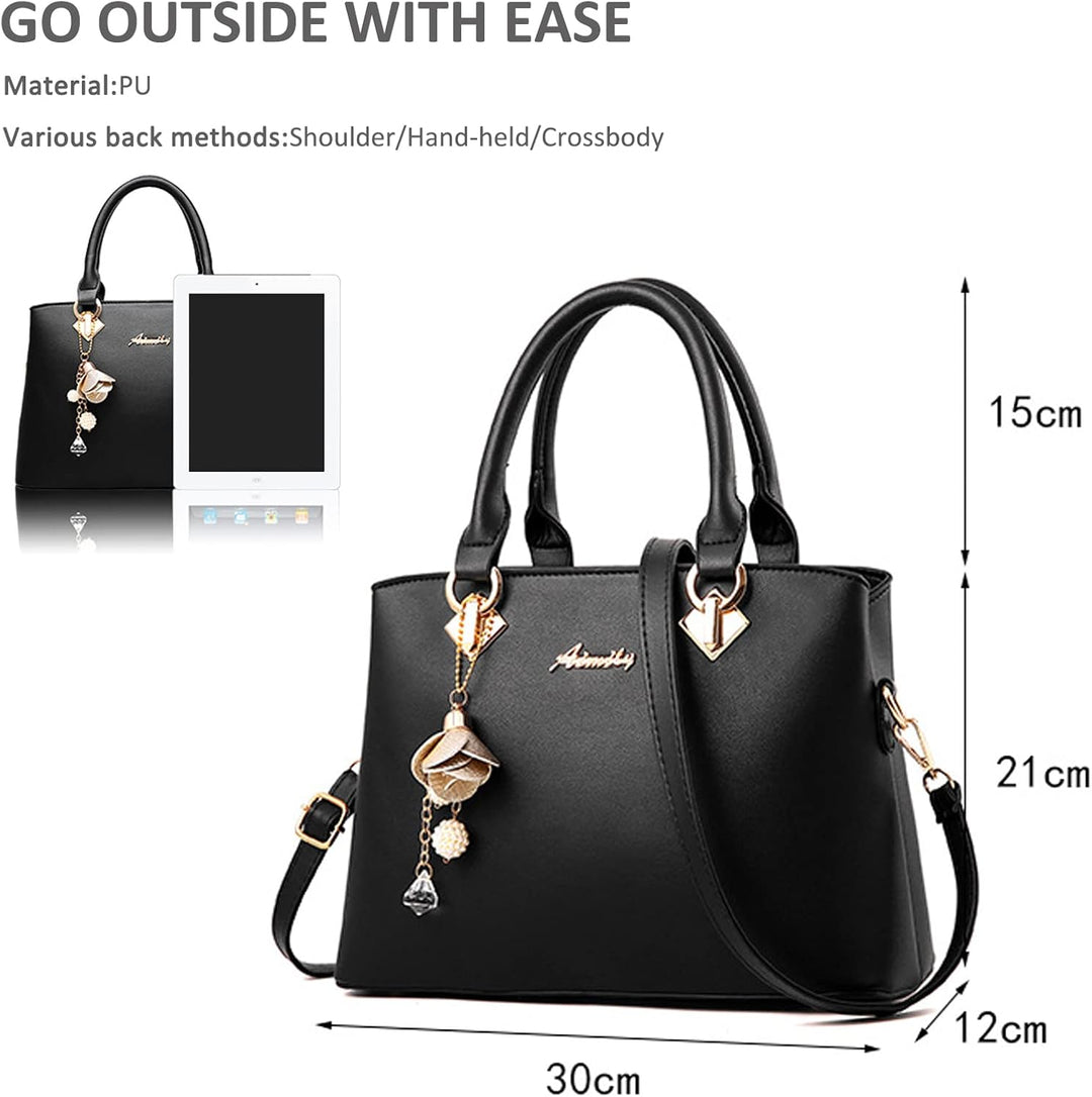 NICOLE &amp; DORIS Elegante Handtasche Damen Schultertasche PU Leder Henkeltasche Mittelgross Tote Shopp