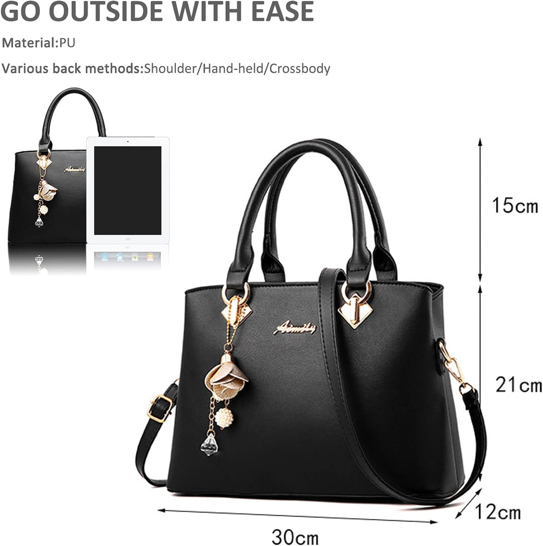 NICOLE & DORIS Elegante Handtasche Damen Schultertasche PU Leder Henkeltasche Mittelgross Tote Shopp