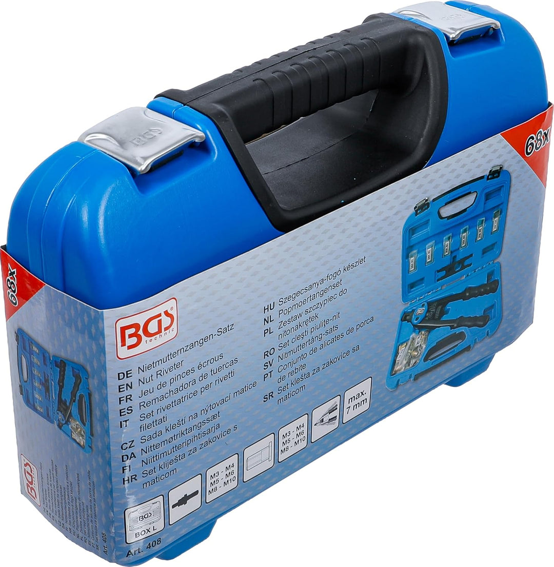 BGS 408 | Nietmutternzangen-Satz | 68-tlg. | M3 - M4 - M5 - M6 - M8 - M10 | inkl. Nietmuttern | Niet