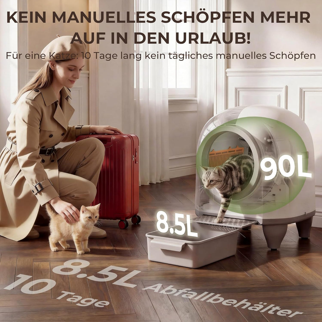 TRIUMPHKEY selbstreinigende Katzentoilette, automatisches Katzenklo mit mehrfachem Schutz, APP-Fernü
