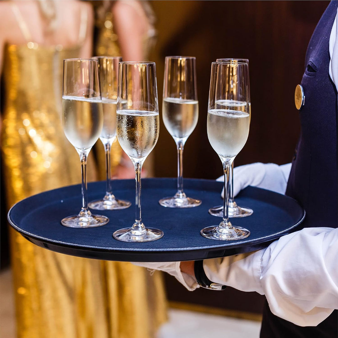 volila Rutschfestes Schwarzes Tablett Serviertablett Rund (2 Stk. à 35 cm) - Rundes Tablett Ideal al