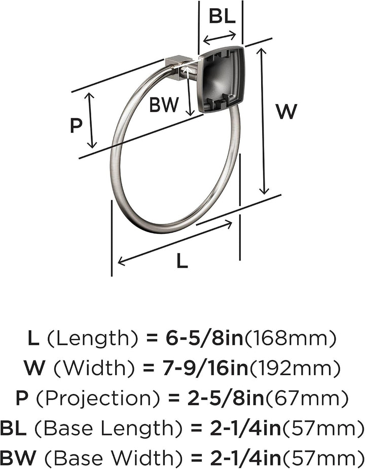 Amerock BH36092G10 | Handtuchring aus gebürstetem Nickel | 192 mm Länge Handtuchhalter | Statur | Ha
