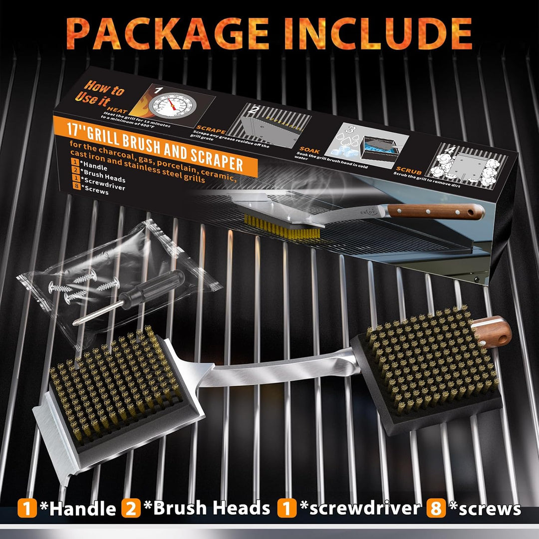 ENLOY Grillbürste und Schaber für Grill, 43,2 cm Grillbürste für Outdoor-Grill, verlängerter Rosenho