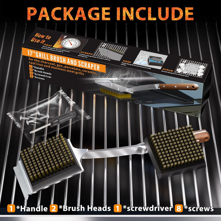ENLOY Grillbürste und Schaber für Grill, 43,2 cm Grillbürste für Outdoor-Grill, verlängerter Rosenho