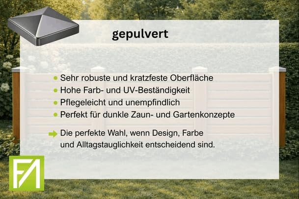 FeNau 10er Set Pfostenkappe 7x7 cm Anthrazit RAL 7016 - Holzzaun Pyramide inkl. 20 Schrauben Anthraz