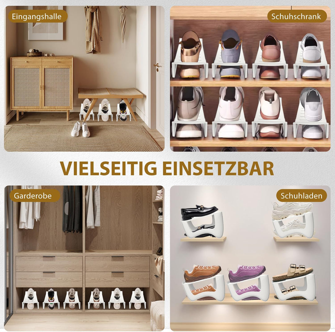 30x rutschfest Schuhregale Schuhschlitze Organizer für Schrank Schuhhalter Stapelbar Schuhorganizer