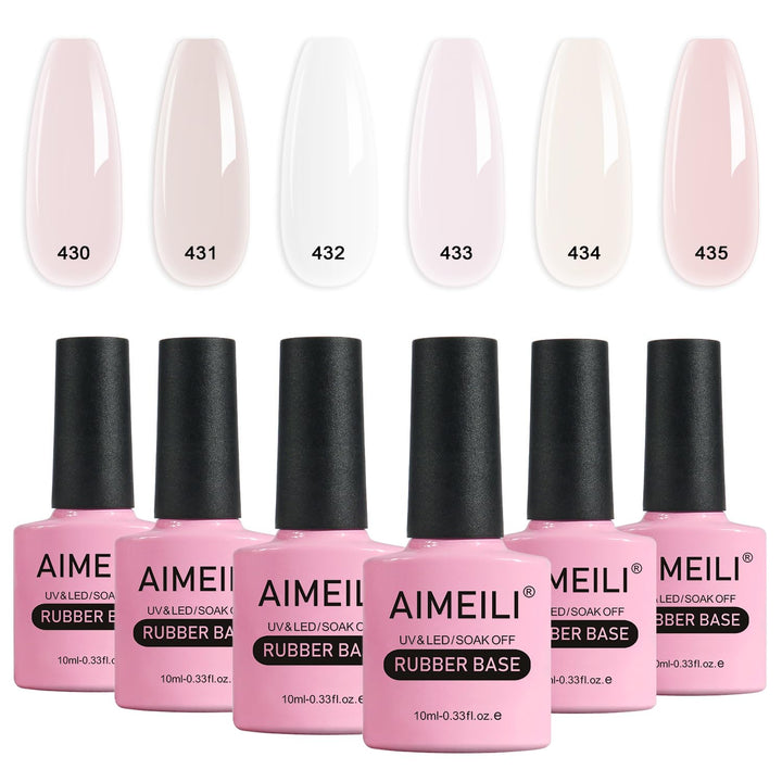 AIMEILI Rubber Base Gel Set 6pcs Rubber Base Coat Soak Off UV LED Nägel Unterlack Gel Nagellack Mani