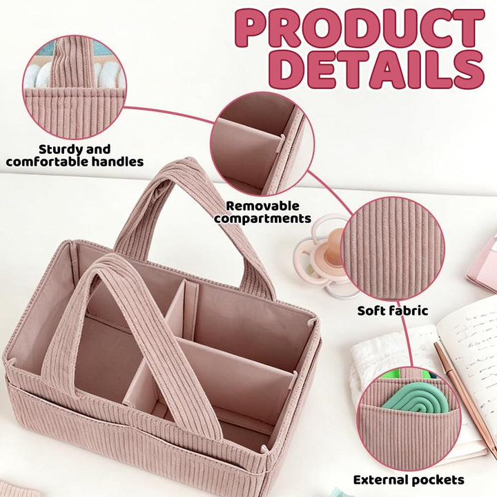 Wickeltasche Organizer, Tragbarer Wickelkorb mit Fächern & Griffen, Large Wickel Organizer, Diaper C