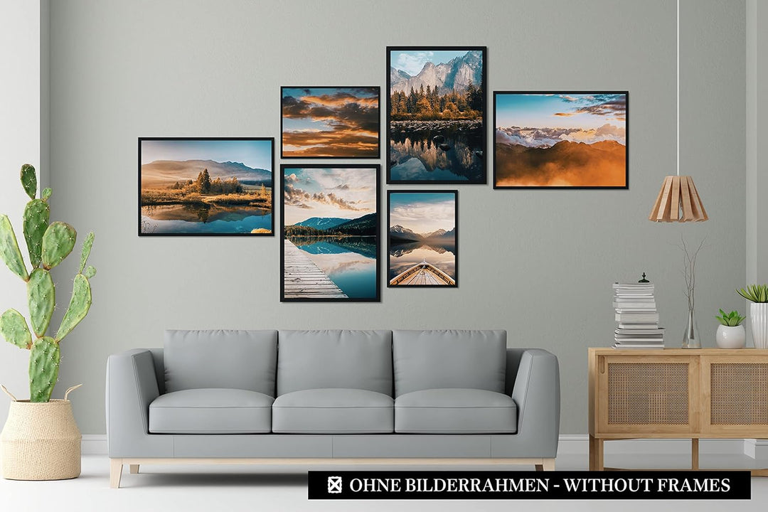 CreativeRobin Premium Poster Set als Wohnzimmer Deko Schlafzimmer | 4x A3 + 2x A4 Wandbilder Collage