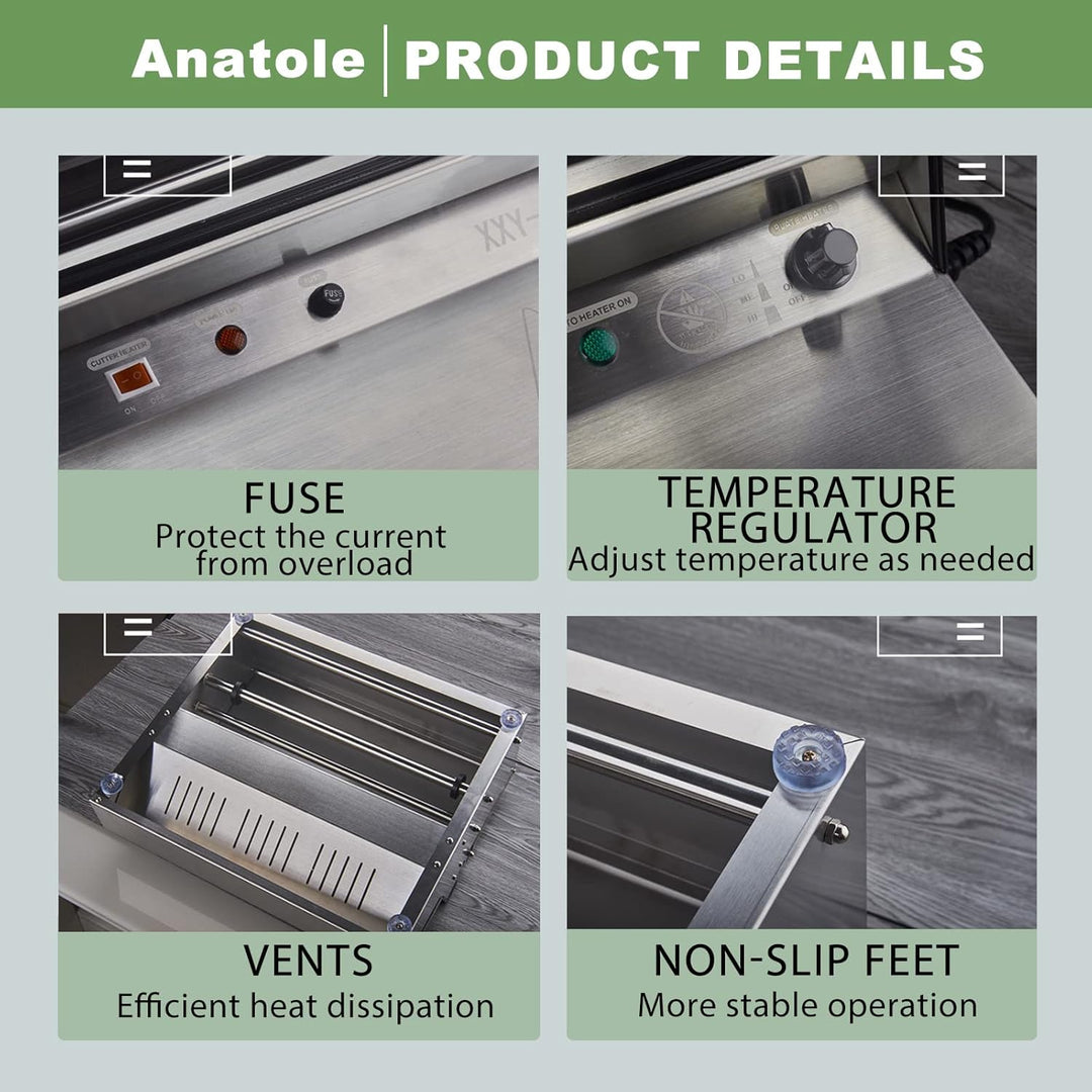 Anatole Frischhaltefolie Verpackungsmaschine aus Edelstahl 450mm Elektrischer Folienspender Kommerzi