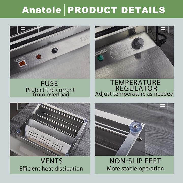 Anatole Frischhaltefolie Verpackungsmaschine aus Edelstahl 450mm Elektrischer Folienspender Kommerzi
