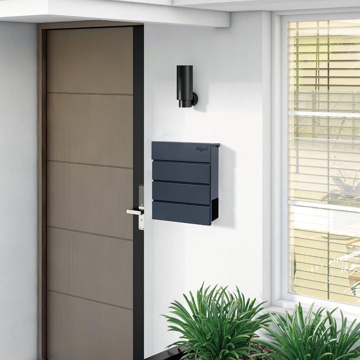 Zelsius Briefkasten Straight mit Zeitungsfach | integrierter Soft-Close-Effekt | Postbox in RAL7016
