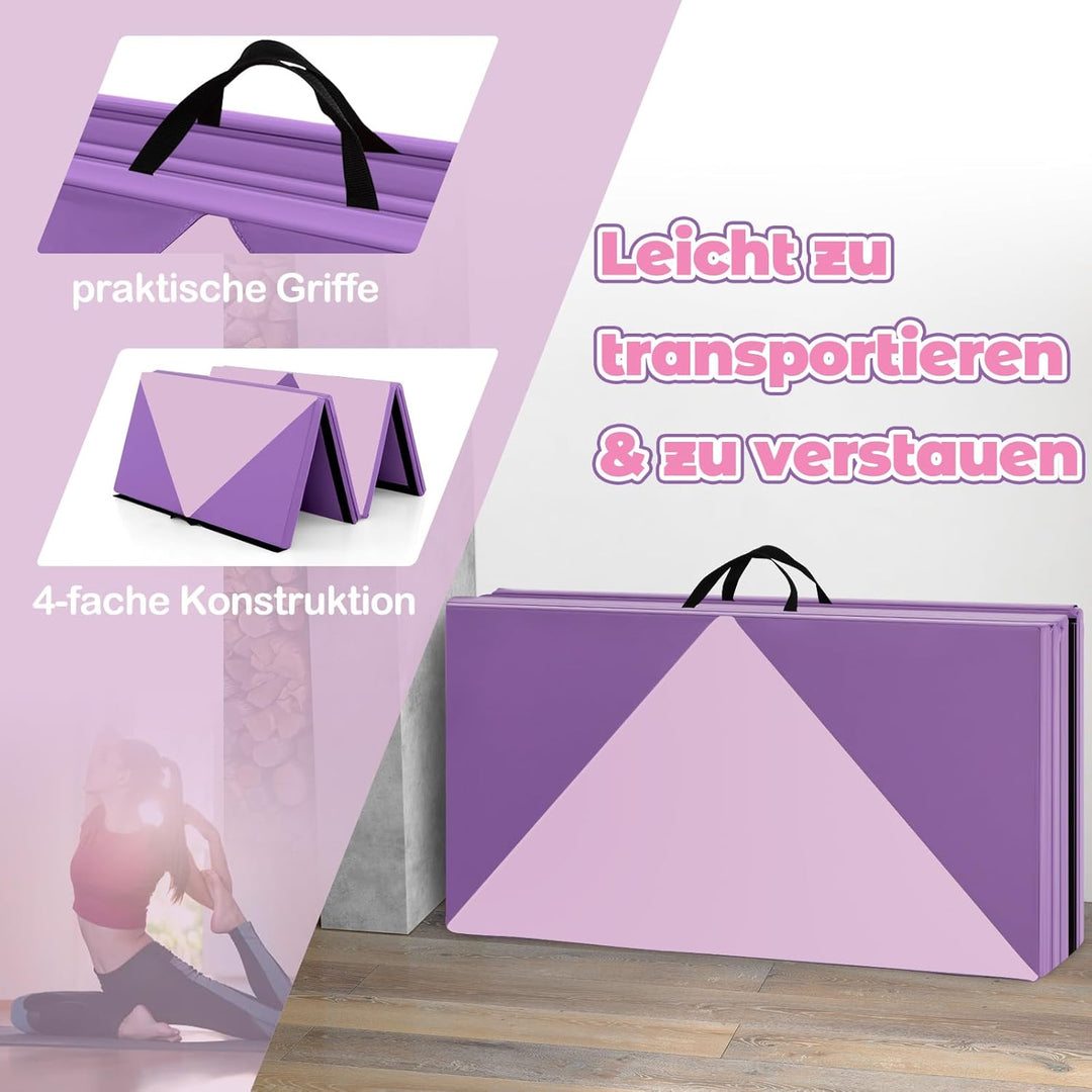 GOPLUS Turnmatte klappbar, 240×117×5cm Weichbodenmatte mit 2 Tragegriffen & Klettverschlüssen, Gymna