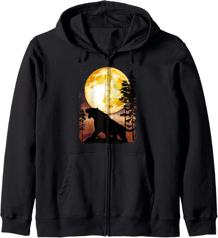 Tiger Vollmond Galaxy Star Night Tier Natur Grafik Kapuzenjacke
