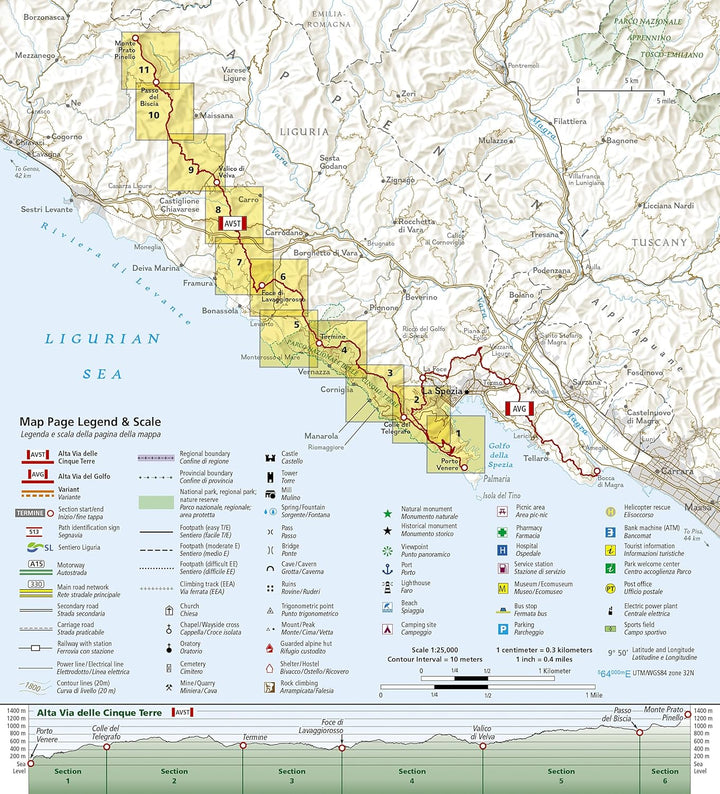 Cinque Terre High Path: 1:25000 (National Geographic Trails Illustrated Map, Band 4006), Karte