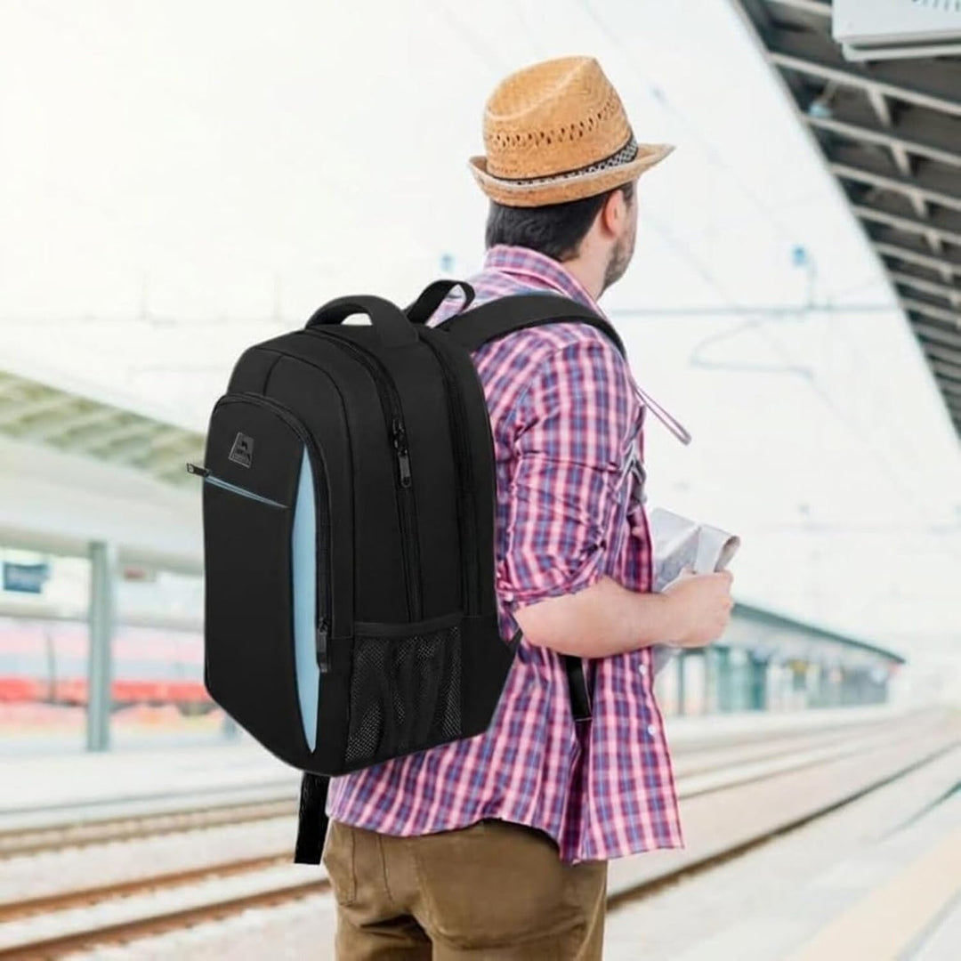 MATEIN Business Rucksack, 17,3 Zoll Laptoptasche, USB, Blau Schwarz | Mit Laptopfach, Wasserdichter