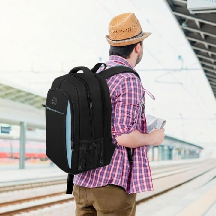MATEIN Business Rucksack, 17,3 Zoll Laptoptasche, USB, Blau Schwarz | Mit Laptopfach, Wasserdichter