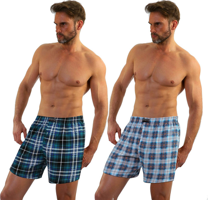 sesto senso Schlafanzughose Herren Kurz Baumwolle Pyjamahose 1er 2er Pack XL 2er Pack - Kariert 1 +