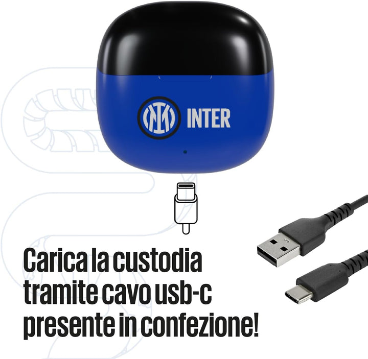 Inter Techmade, kabellose In-Ear-Kopfhörer, mit Ladebox, Schwarz/Hellblau