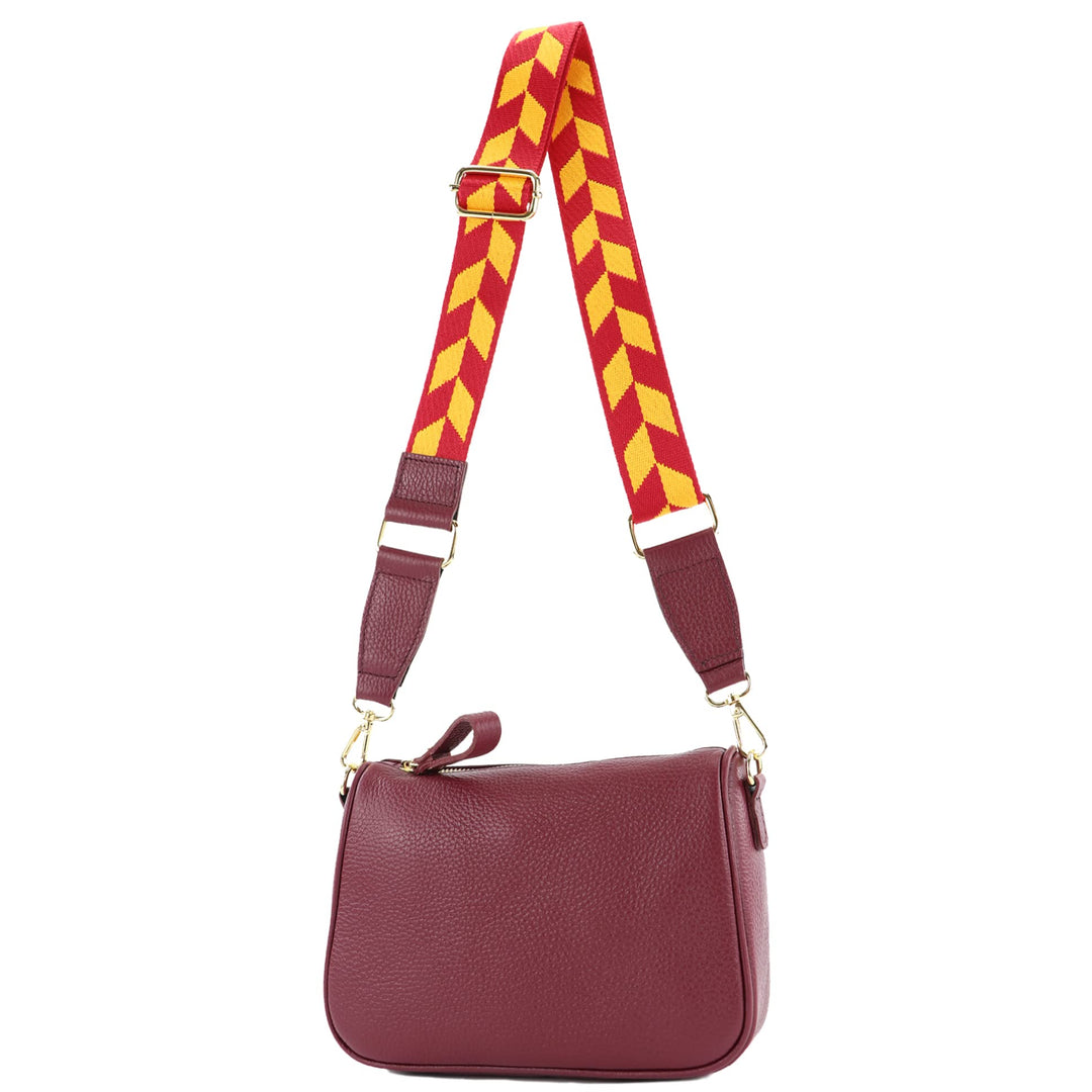 modamoda de - T230 - ital. Umhängetasche Klein Small aus Leder Bordeauxviolett, Bordeauxviolett