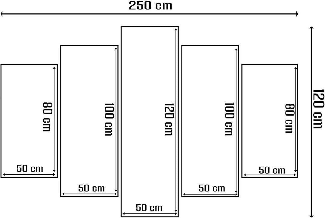 Feeby Frames, Leinwandbild, Bilder, Wand Bild - 5 Teile - Wandbilder, Kunstdruck XXL, TypA, 250x120