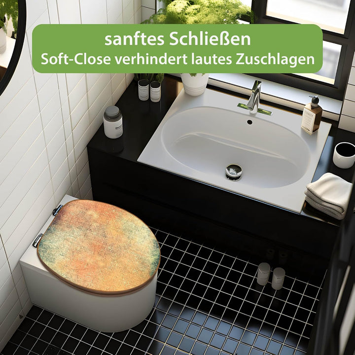 banjado Design WC Sitz Bambus Absenkautomatik 45,8x37,5cm - Toilettendeckel mit Absenkautomatik Holz