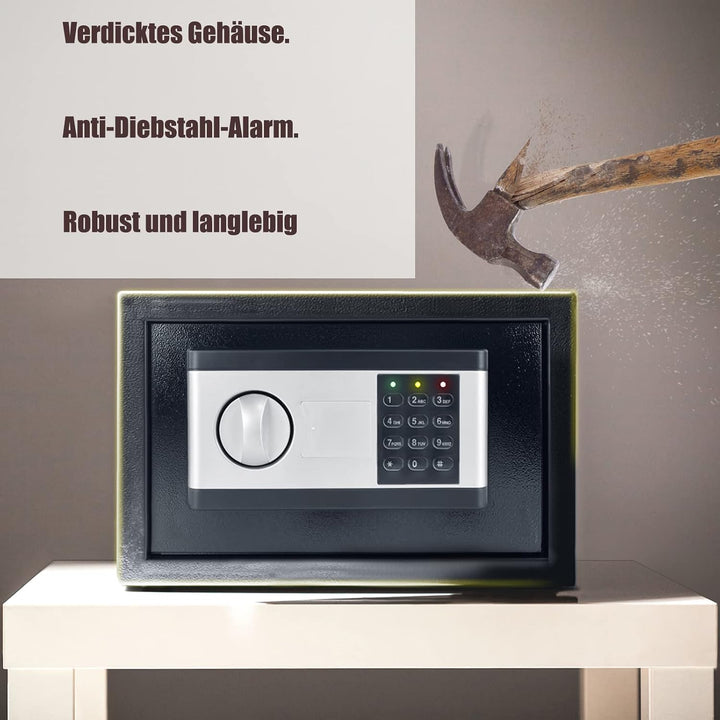 LZQ Elektronischer Safe Tresor Möbeltresor mit zahlenschloss und 2 Notschlüssel |Wandmontage möglich