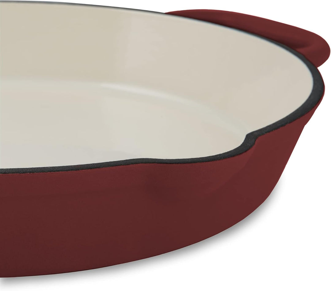 Mahlzeit Gusseisenpfanne Emailliert | Ø 29 cm | Dark Cherry | Gusseisenbratpfanne mit zwei Griffen u