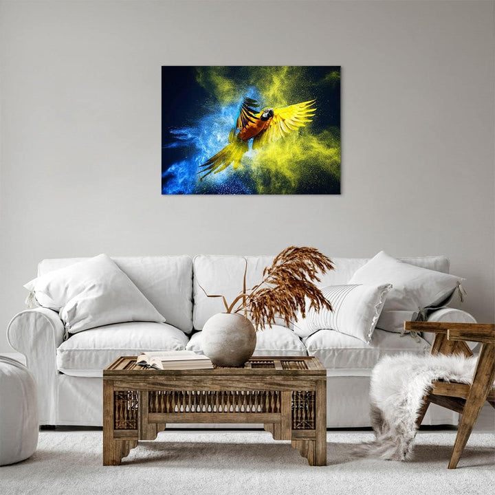 Bilder auf Leinwand Papagei Vogel Feder Leinwandbild mit Rahmen 70x50cm Wandbilder Dekoration Wohnzi