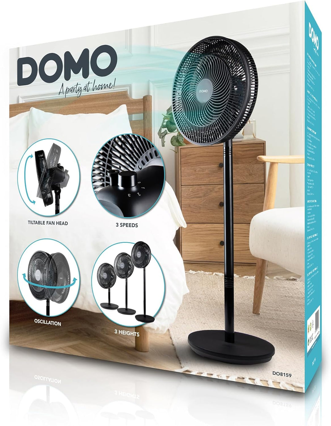 DOMO DO8159 2-in-1 Standventilator Multiblade – Ventilator mit 7 Blättern – Leise 44 dB – 3 Stufen –