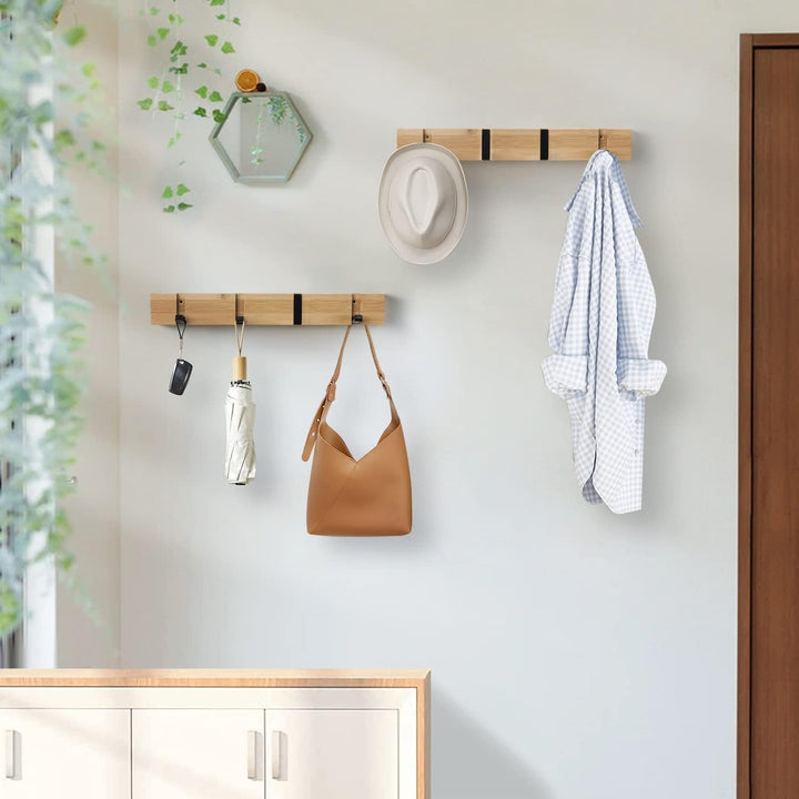 Hölzernes Garderobenhaken Wand, Garderobe Kleiderhaken Faltbare Garderobenleiste mit 4 Haken für Jac