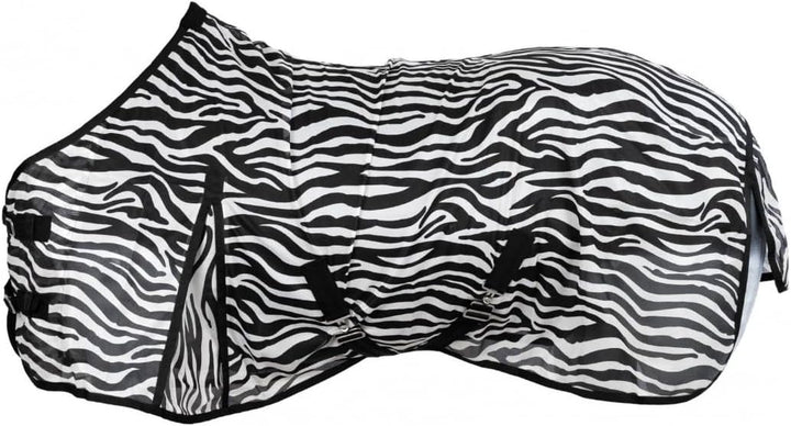 RL24 - Zebra Fliegendecke mit Kreuzgurt – reissfeste & feinmaschige Pferdedecke – Weidedecke zum Sch