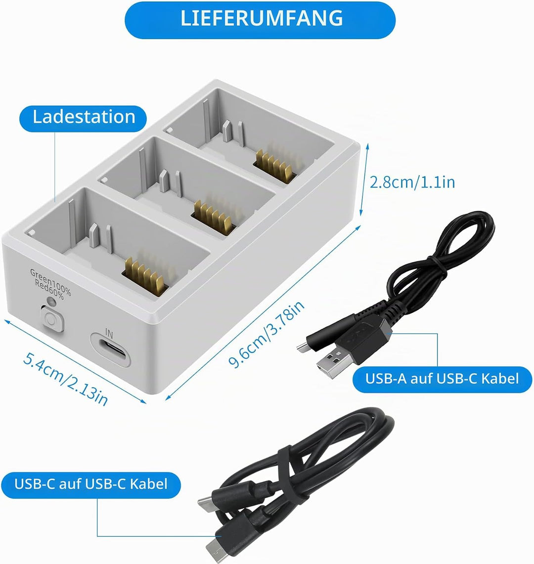 LYONGTECH Akku Ladestation für DJI Mini 3,Mini 4/3 Pro Drohne, Ladegerät Charger Hub, Akkuladegerät