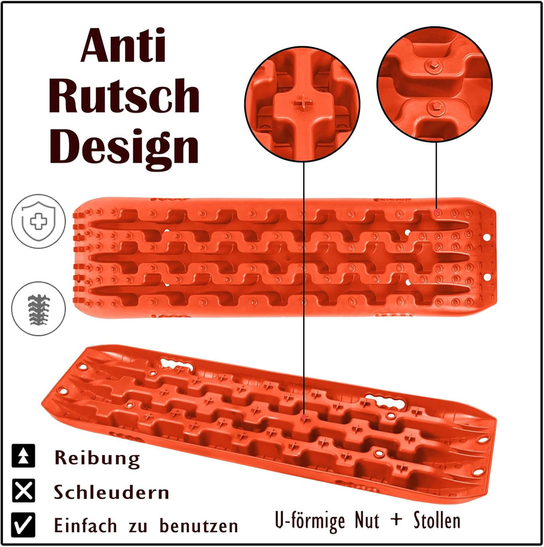 NAIZY 2x Sandbleche Offroad Traktionsmatte Kunstoff Anfahrhilfe Recovery Board Tracks mit Aufbewahru