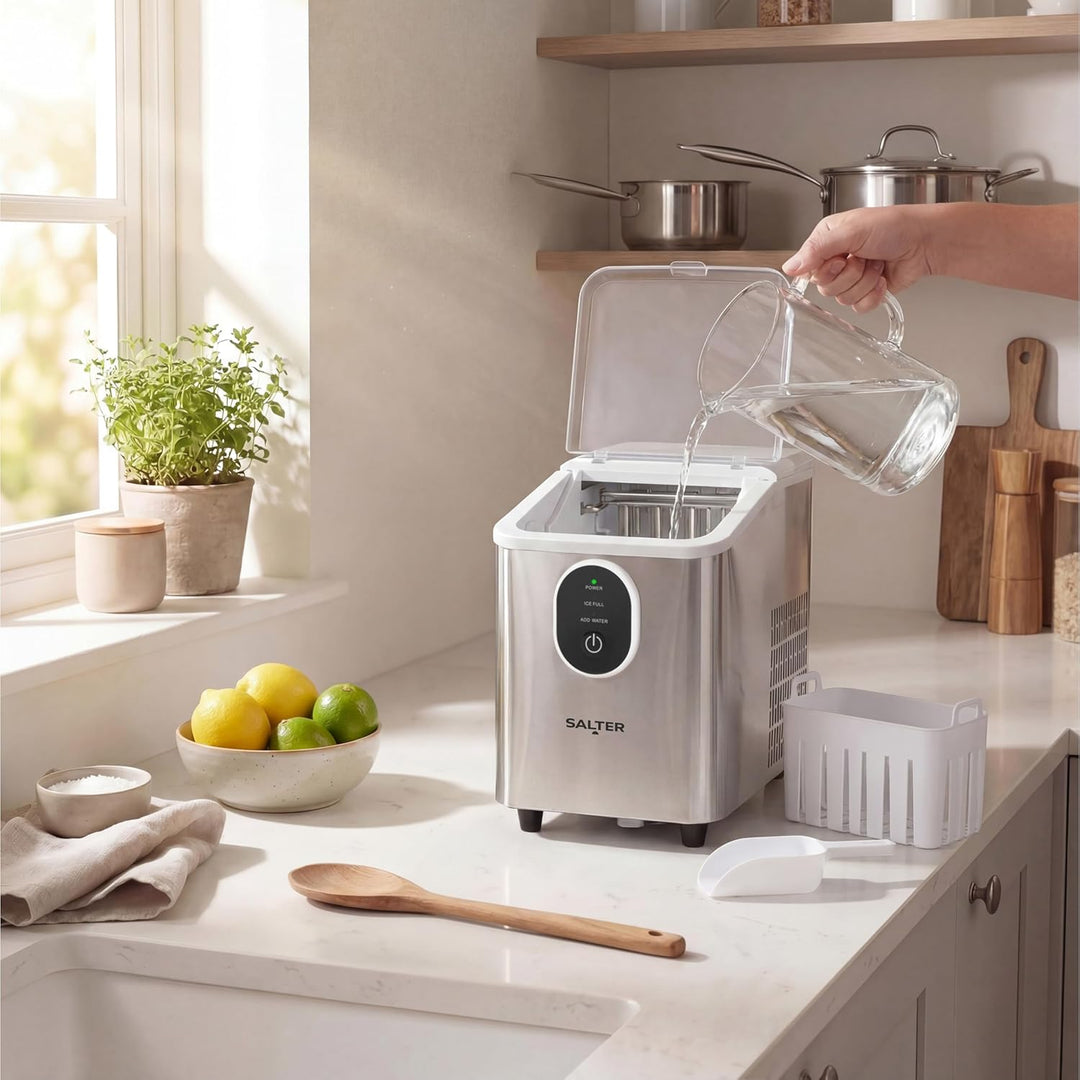 Salter Elektrischer Eiswürfelbereiter – Tisch-Eiswürfelmaschine, 8 Würfel in 8,5 Minuten, Eiskalte G