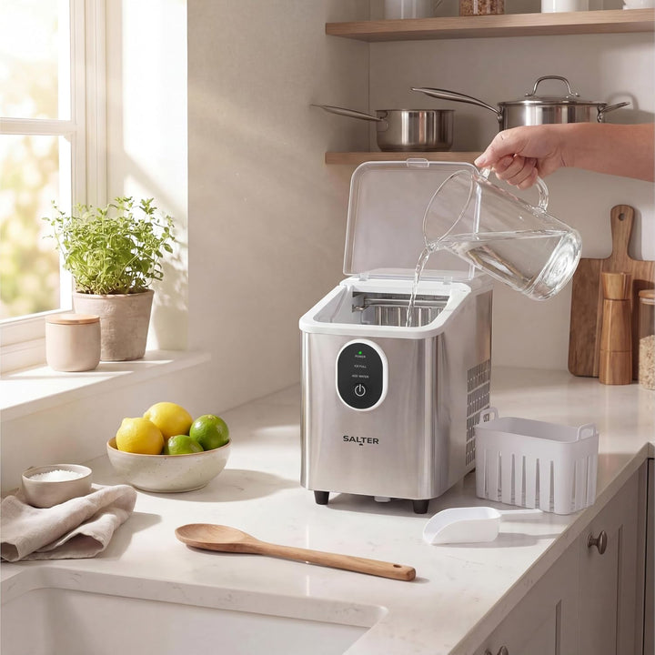 Salter Elektrischer Eiswürfelbereiter – Tisch-Eiswürfelmaschine, 8 Würfel in 8,5 Minuten, Eiskalte G