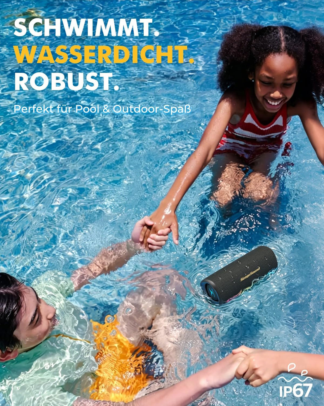 StageSound Outdoor Bluetooth Lautsprecher, Bluetooth 6.0 Musikbox mit 40W Peak Satter Bass, IP67 Was