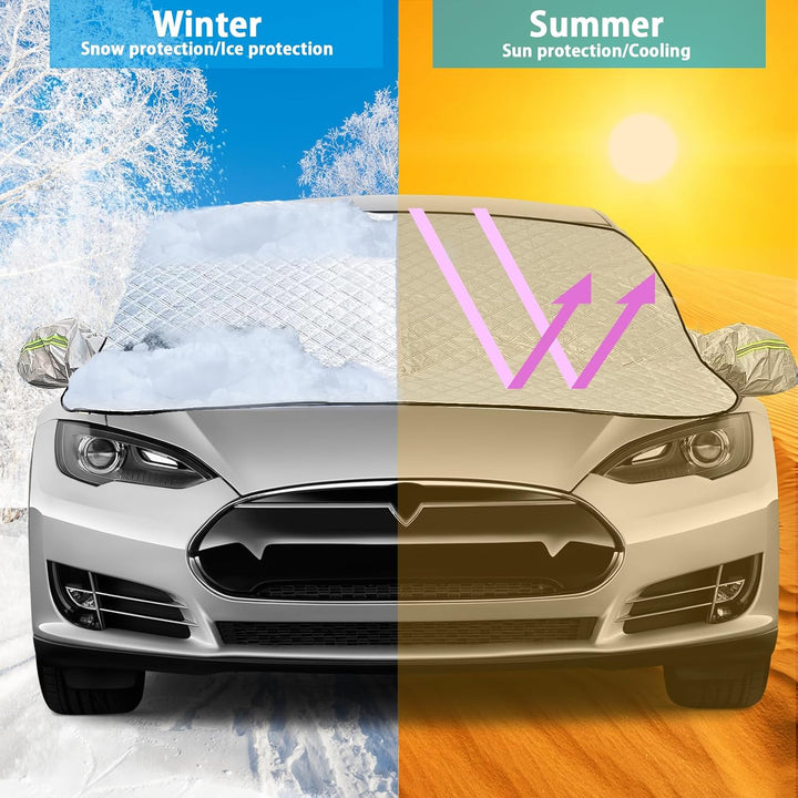 Frontscheibenabdeckung Auto, Abdeckung Windschutzscheibe Winter mit 12 Magnet Fixierung Faltbare Win