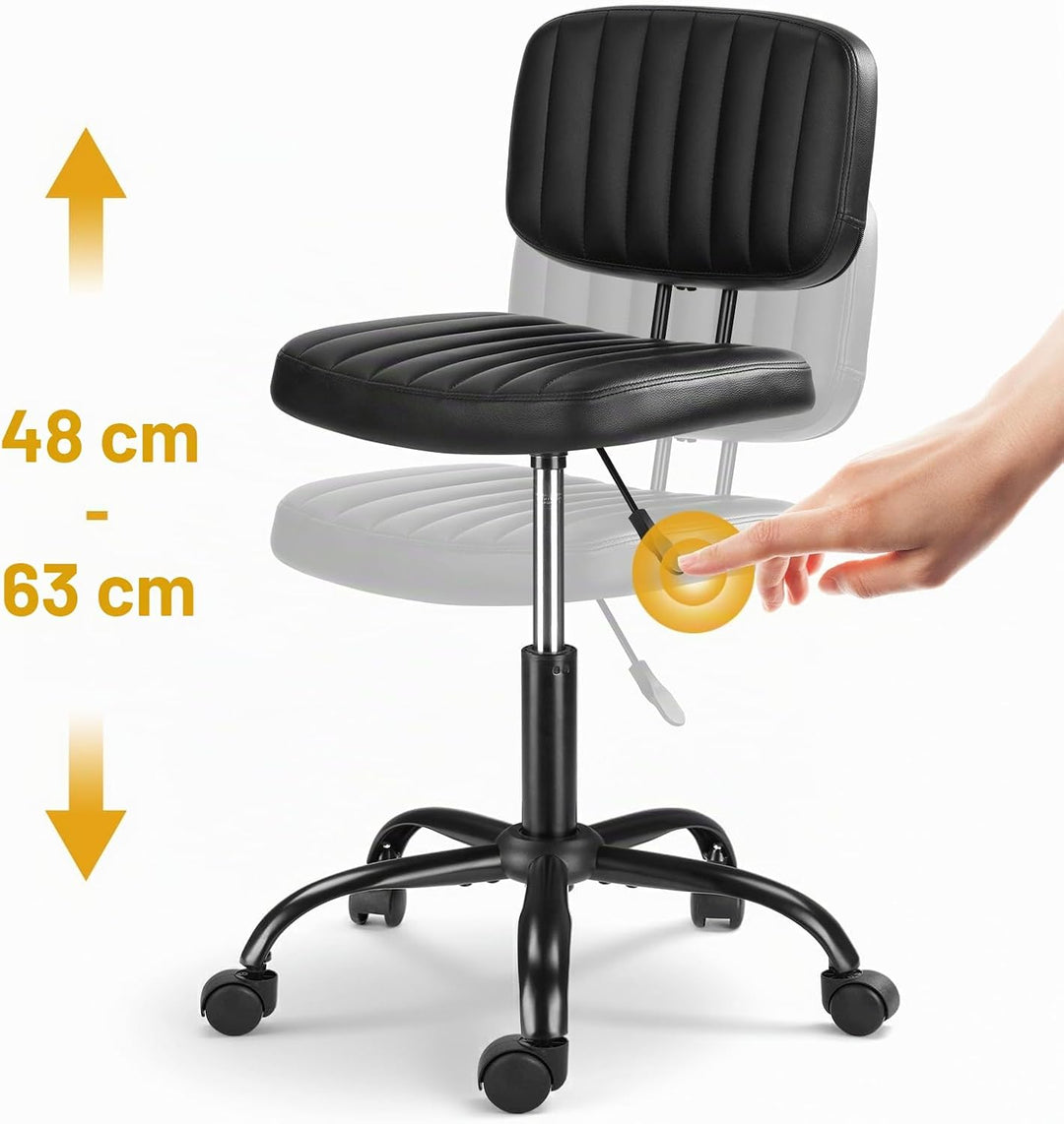 Ergonomischer Rollhocker mit Rückenlehne Arbeitshocker Drehhocker Rollhocker 360° drehbar Höhenverst