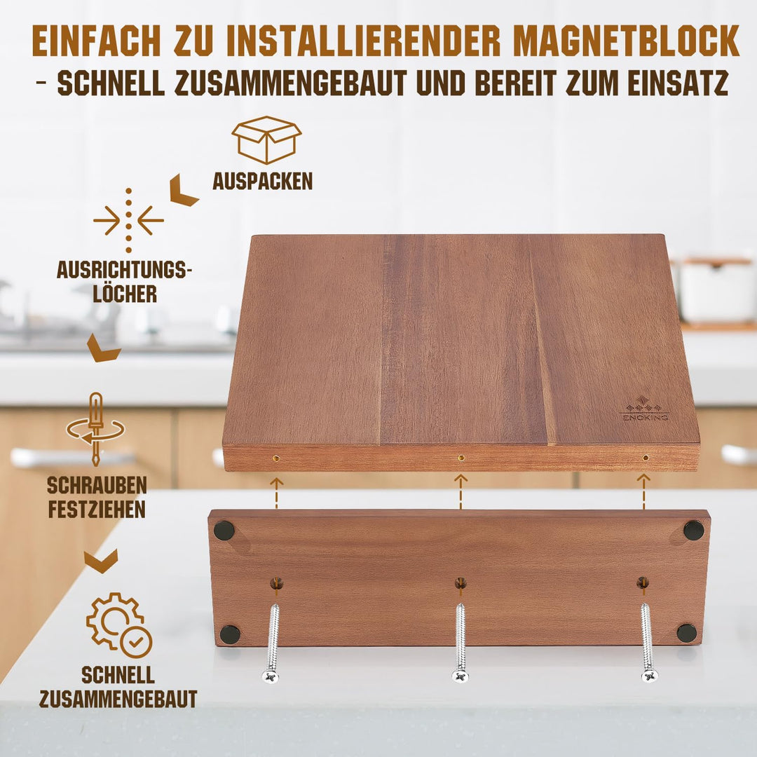 ENOKING Spitzenklasse Plus Messerblock Magnetisch Ohne Messer 38.6 x 23 cm, Doppelseitiger Magnet Me