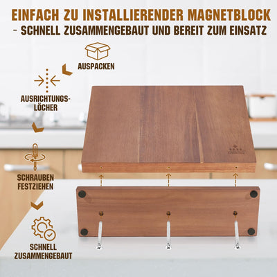 ENOKING Spitzenklasse Plus Messerblock Magnetisch Ohne Messer 38.6 x 23 cm, Doppelseitiger Magnet Me