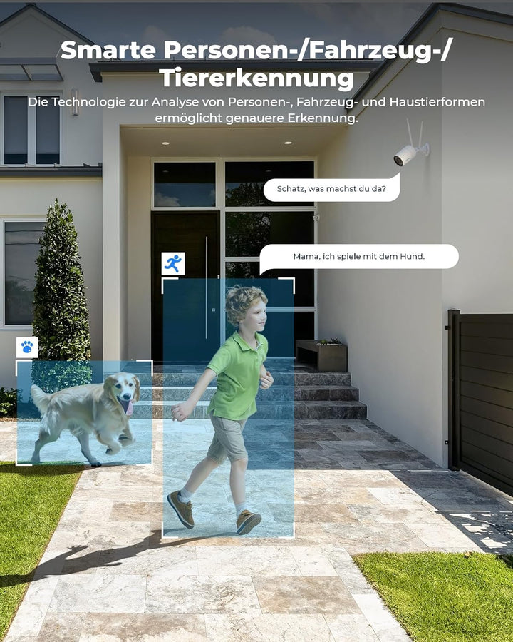Reolink 4K Wi-Fi 6 Überwachungskamera, 5/2,4 GHz WLAN Kamera Outdoor mit IP67 Metallgehäuse, Mensche