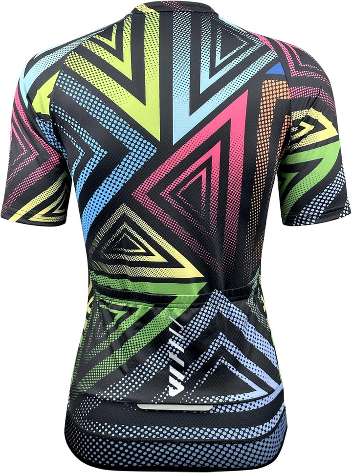 Wulibike Radtrikot Damen Langarm Fahrradtrikot Atmungsaktiv Rennrad Trikot mit 3 Rückentaschen 2-sch