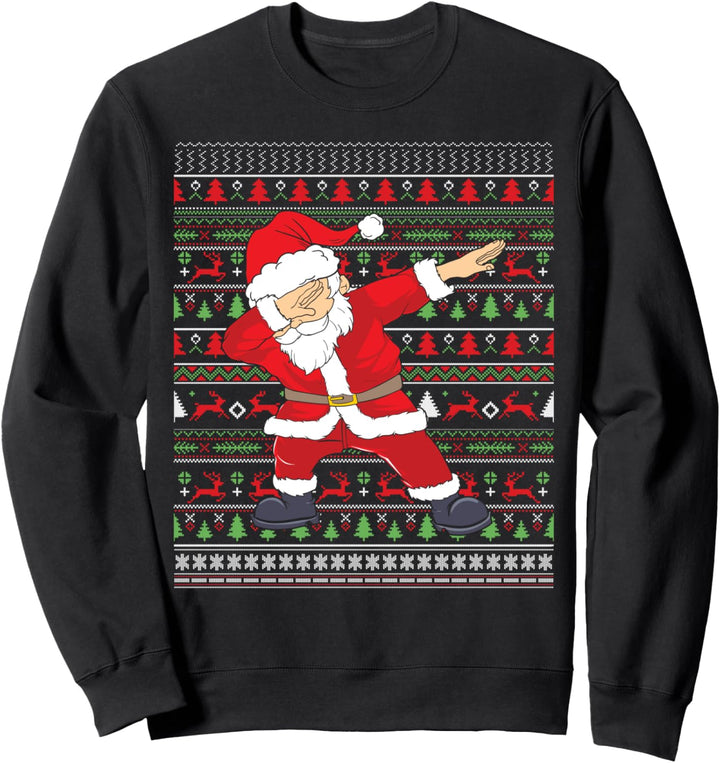 Dabbing Santa Ugly Christmas Sweater Style Holiday Sweatshirt