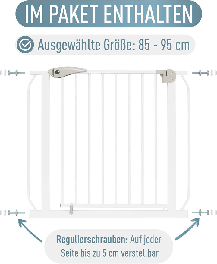 ib style® Berrin ! PREISSIEGER ! Treppengitter 58-175cm | Türschutzgitter | Ohne Bohren | 90° Stop |